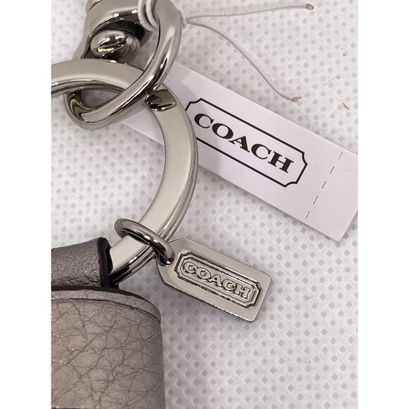 NWT Coach Silver Leather Tassel Key Fob Keychain - Picture 4 of 6